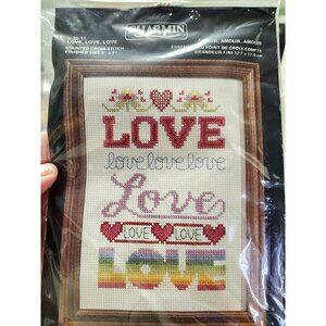 Charmin cross stitch "Love, love, love" with frame